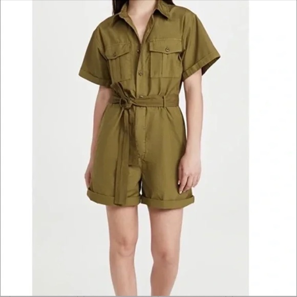 ALEX MILL "Safari" Short Jumpsuit in. Olive Gold NWOT/sz M - Picture 4 of 16